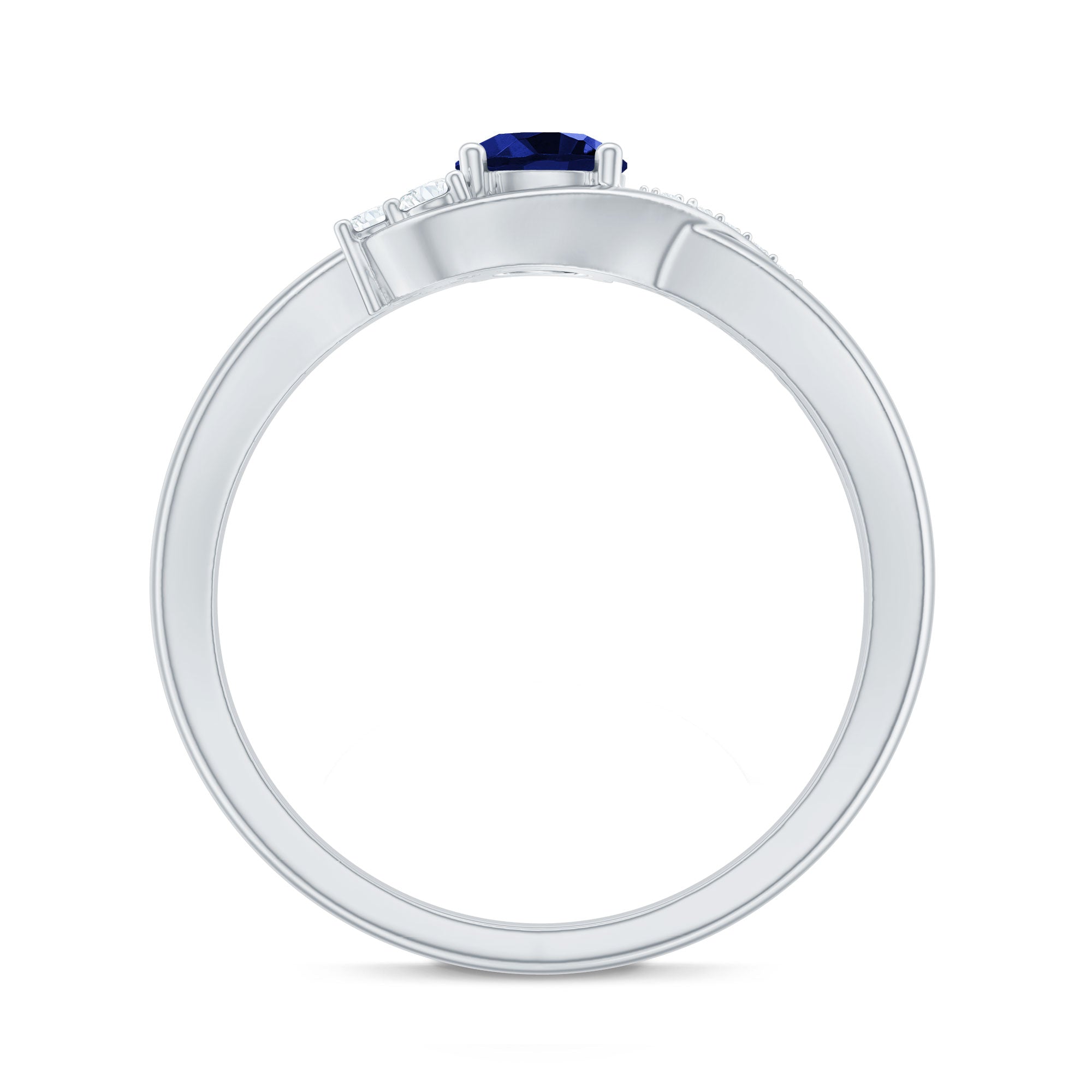 Certified 0.6 Carat Lab Grown Blue Sapphire Diamond Promise Ring for Women