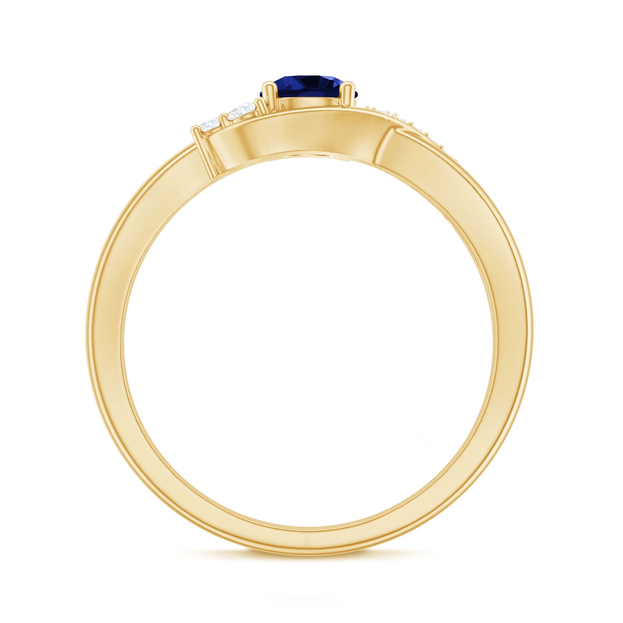 Certified 0.6 Carat Lab Grown Blue Sapphire Diamond Promise Ring for Women