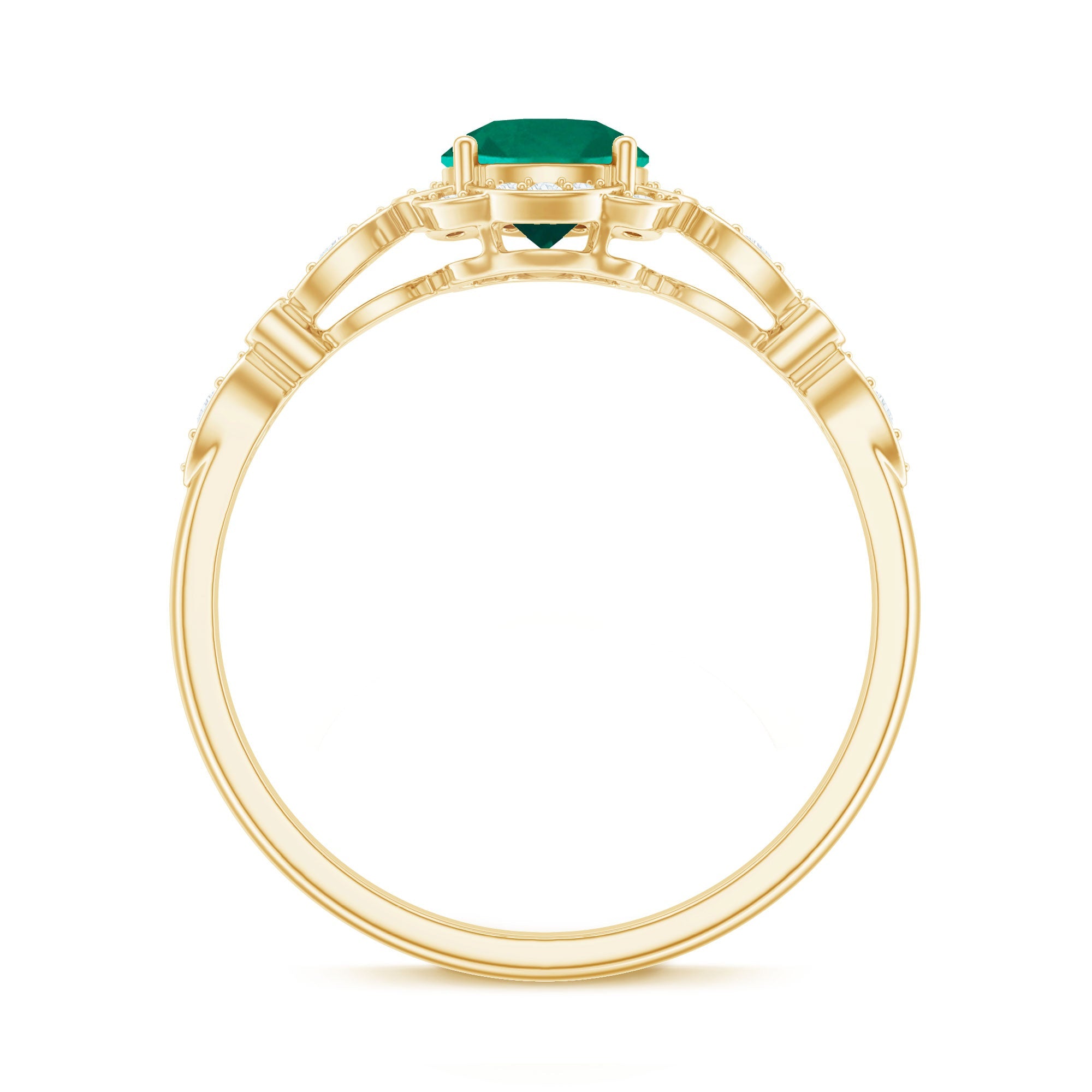 Lab Grown Emerald Art Deco Engagement Ring With Diamond