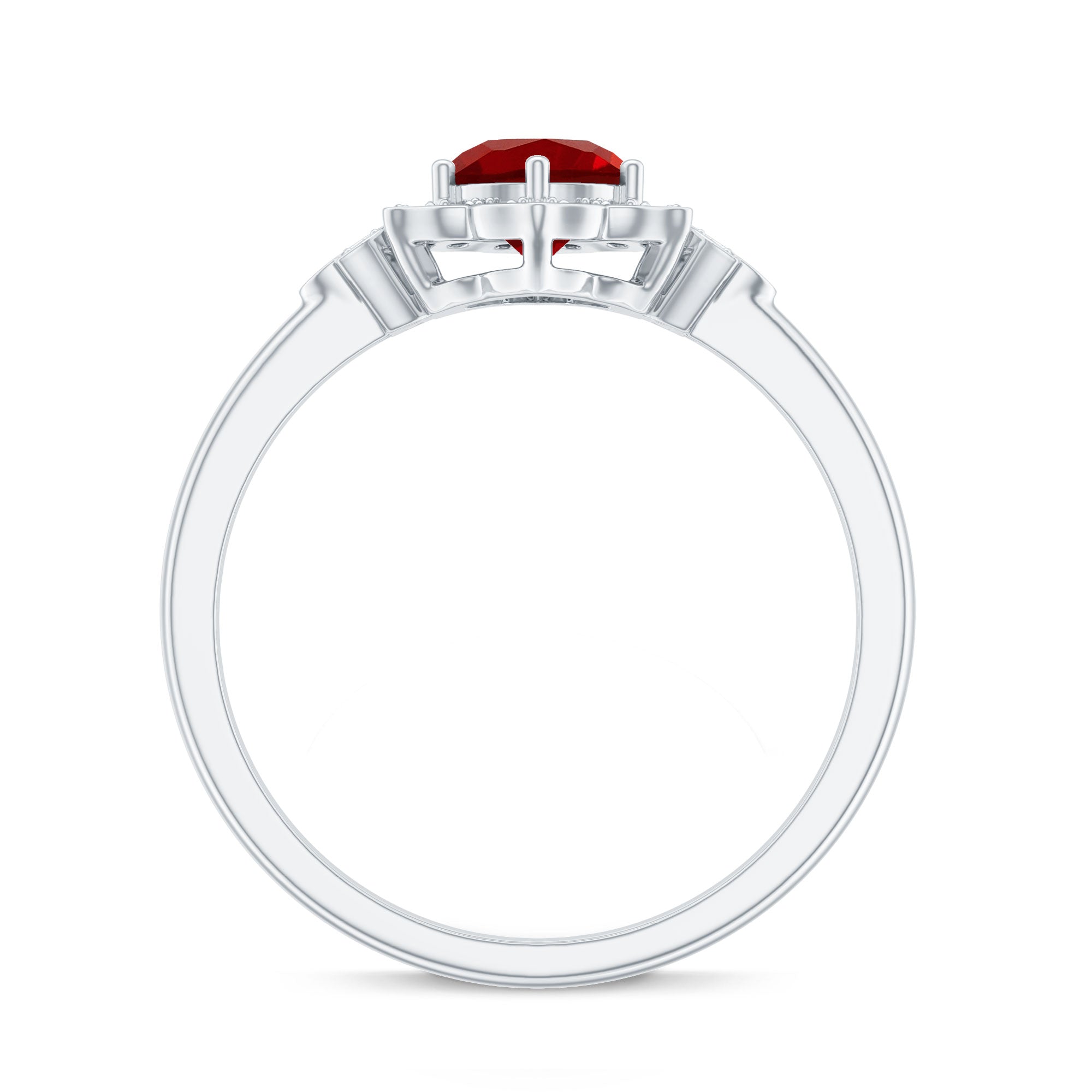 Lab Grown Ruby and Diamond Flower Engagement Ring