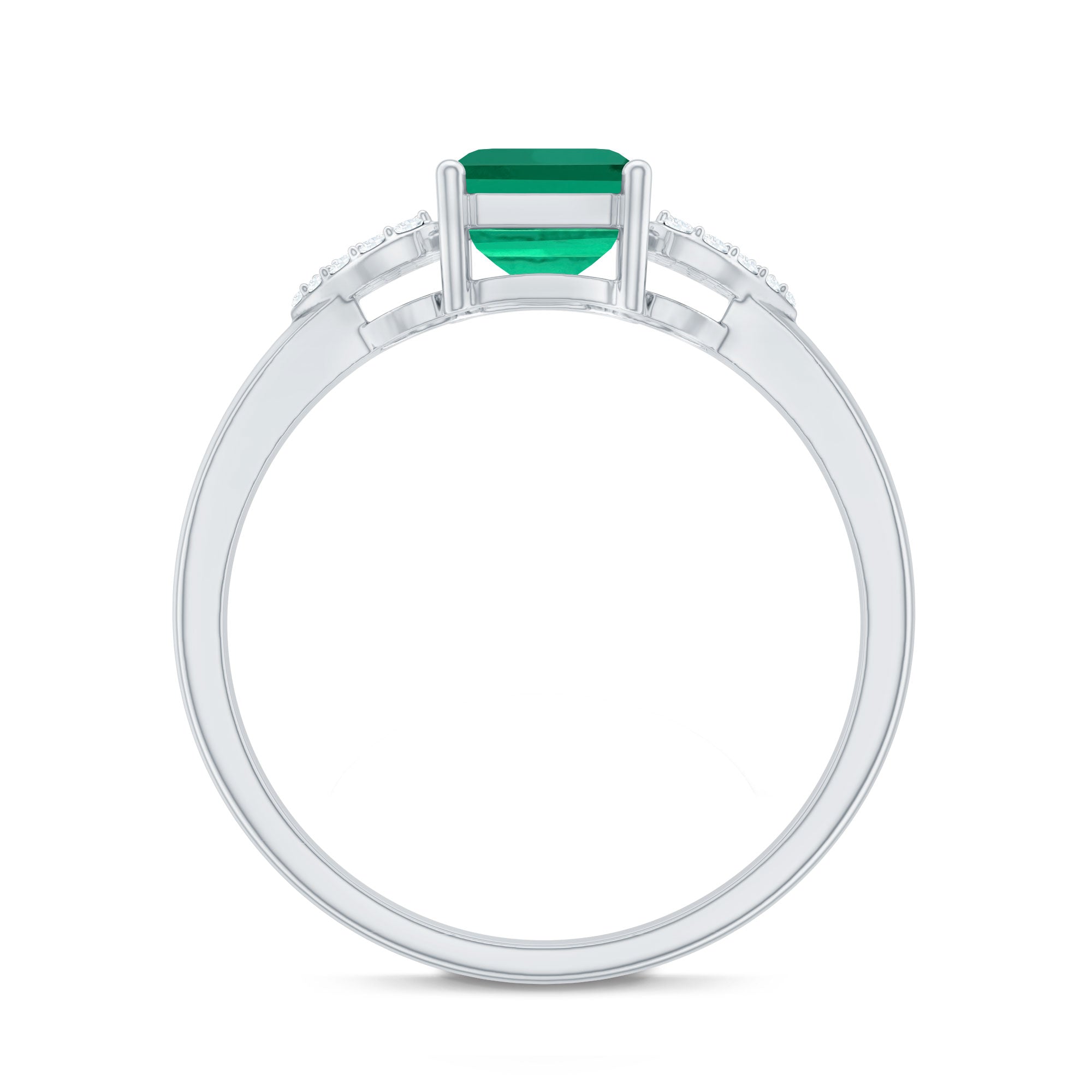 Lab Grown Emerald Designer Engagement Ring With Diamond