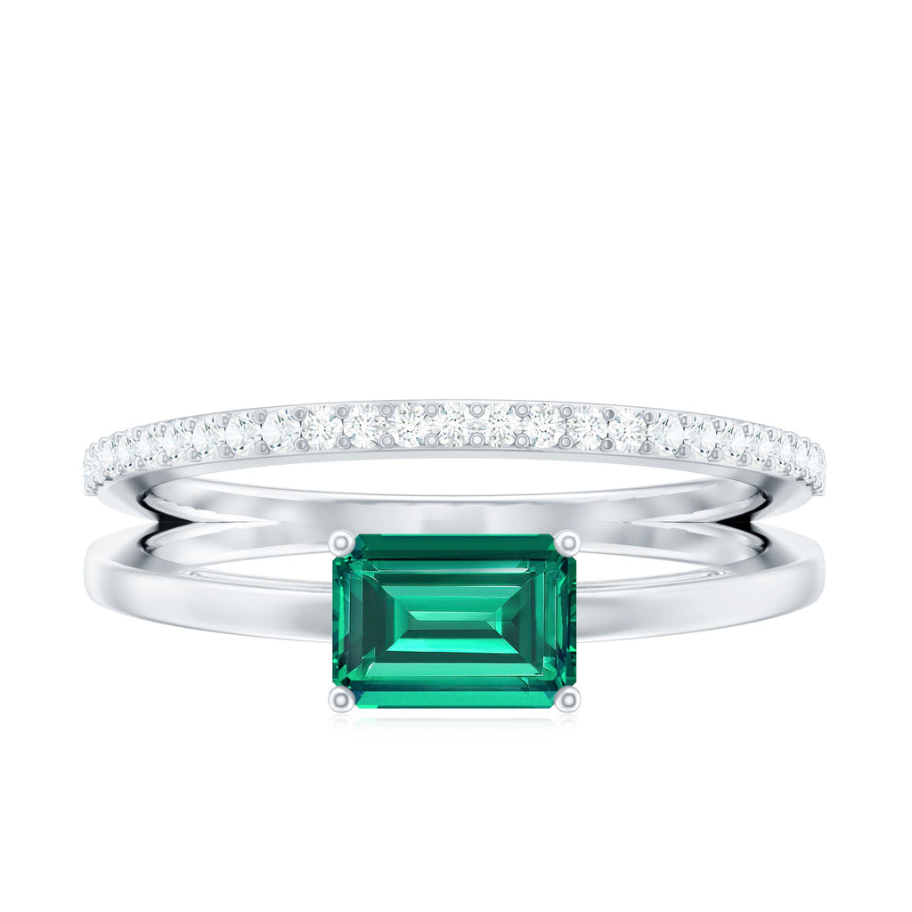 Certified Lab Grown Emerald East West Engagement Ring