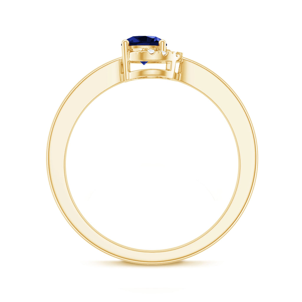 Certified Lab Grown Blue Sapphire Diamond Promise Ring for Women