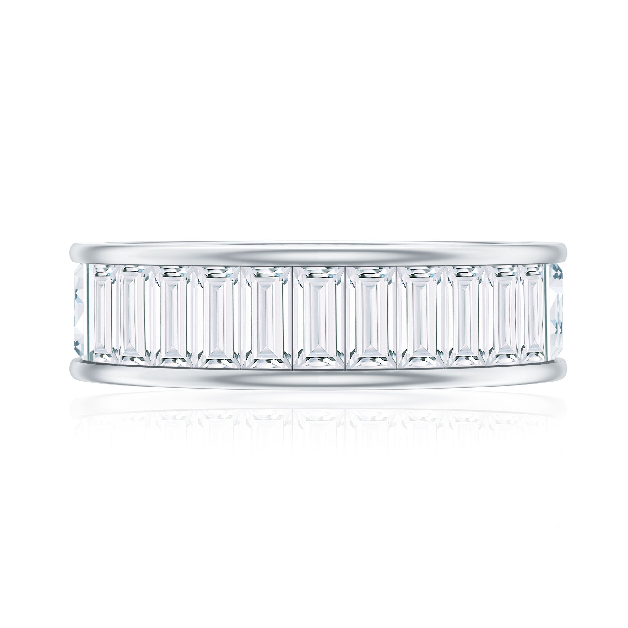 3.66 Carat Baguette Cut Moissanite Wedding Band Channel Setting
