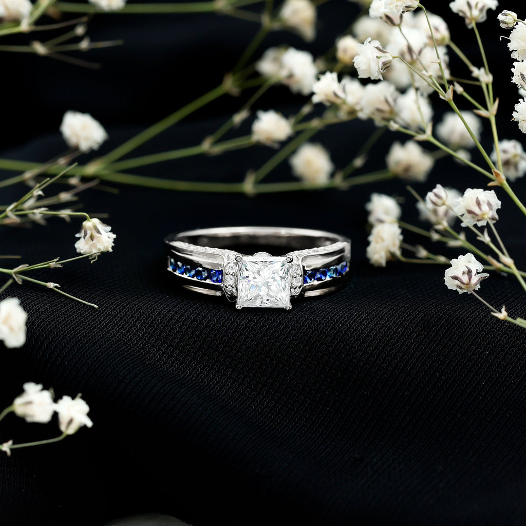 Princess Cut Moissanite Statement Engagement Ring