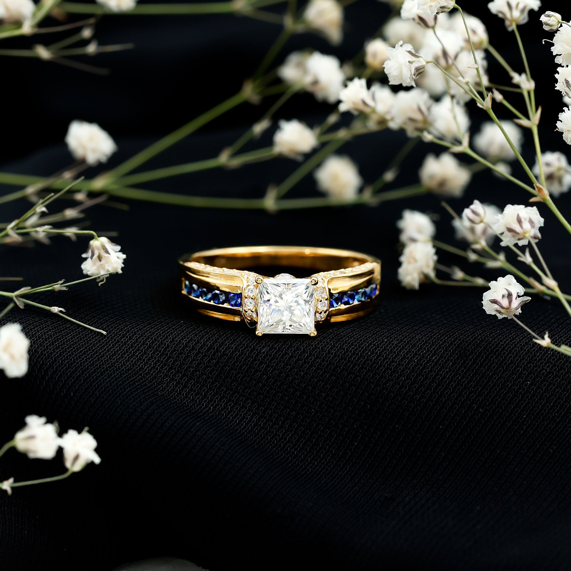 Princess Cut Moissanite Statement Engagement Ring