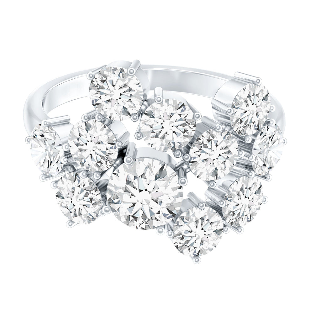 Certified Cubic Zirconia Cluster Engagement Ring in Silver