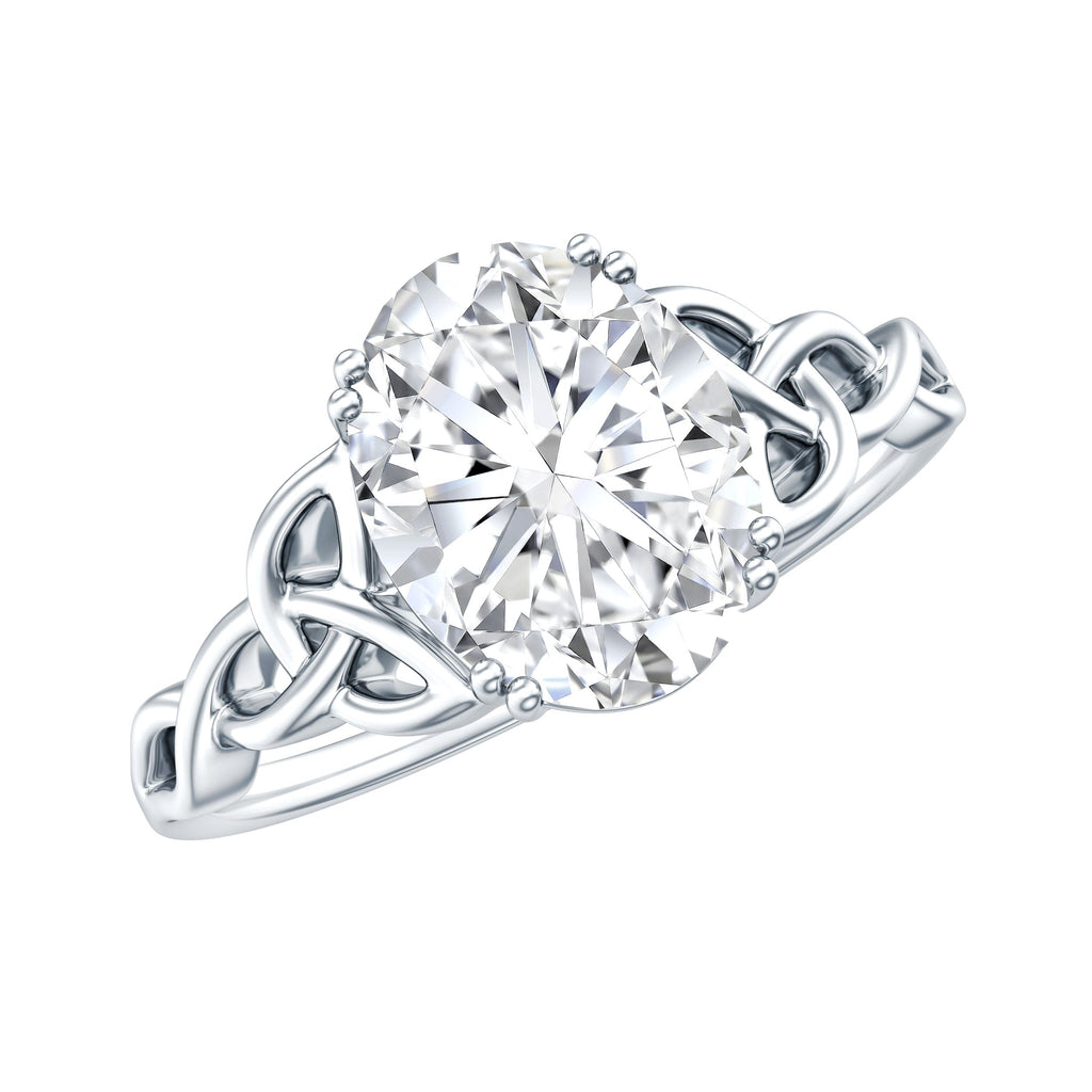 Certified 2 Carat Cubic Zirconia Oval Engagement Ring with Celtic Knot