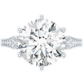 Certified 4.4 Carat Moissanite Round Engagement Ring in Silver
