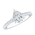 Certified Moissanite Pear Shape Engagement Ring with Side Stones