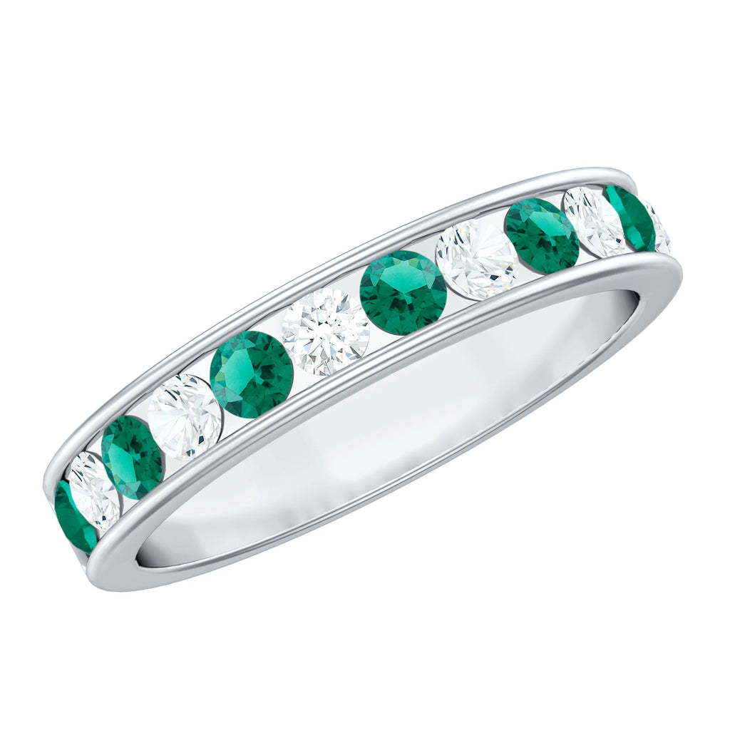 Certified Lab Grown Emerald Diamond Half Eternity Anniversary Band in Channel Setting