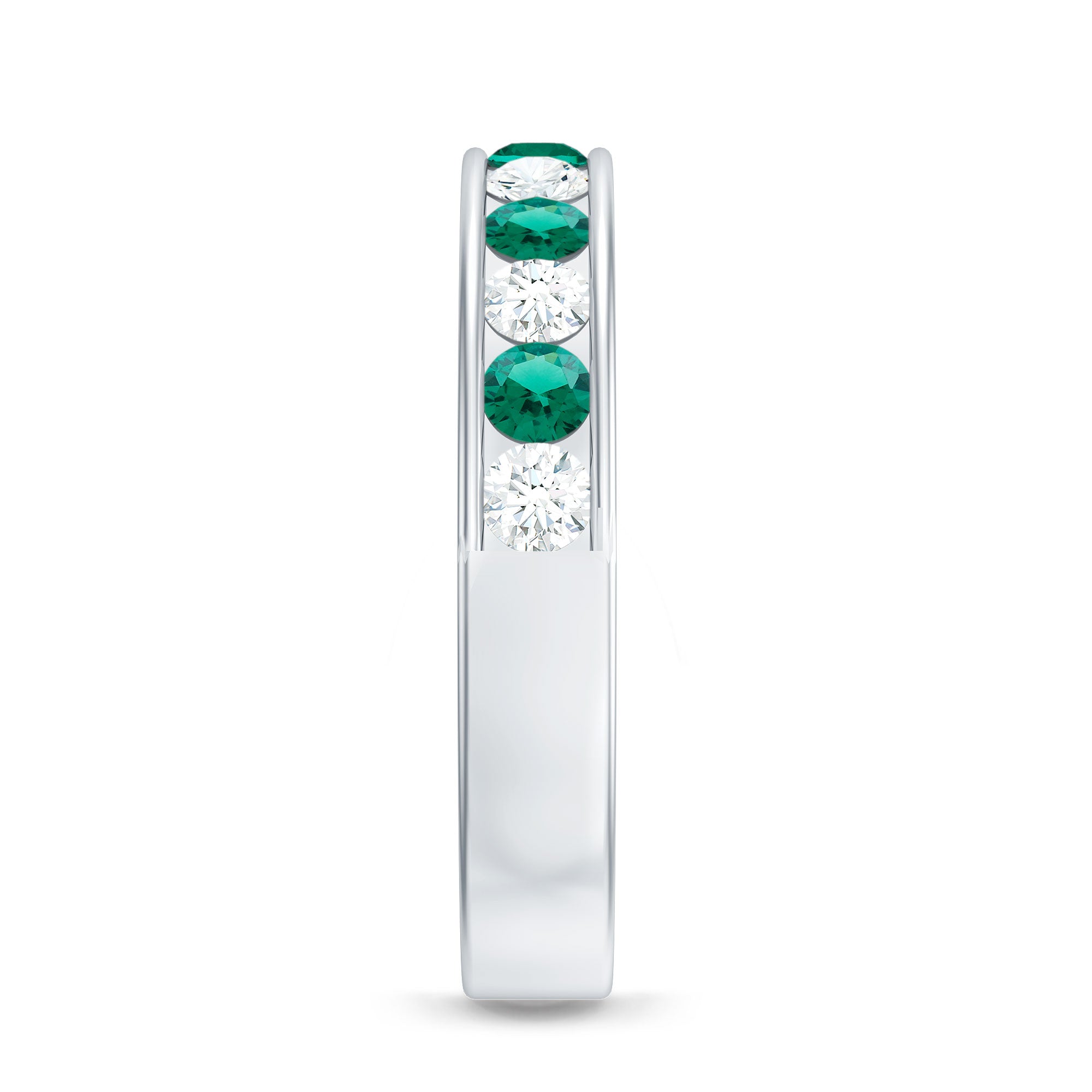 Certified Lab Grown Emerald Diamond Half Eternity Anniversary Band in Channel Setting