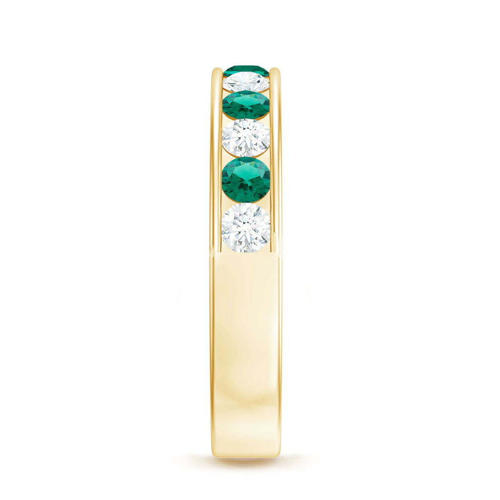 Certified Lab Grown Emerald Diamond Half Eternity Anniversary Band in Channel Setting