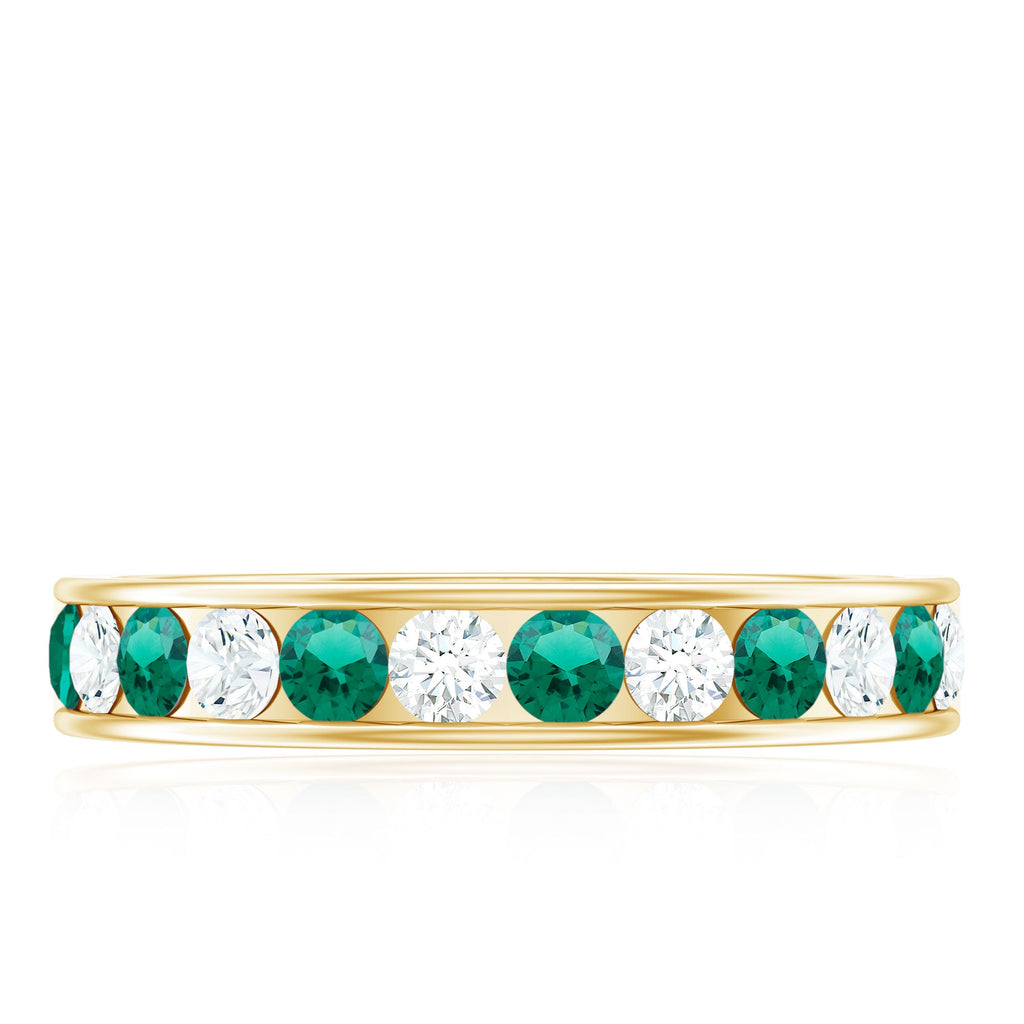 Certified Lab Grown Emerald Diamond Half Eternity Anniversary Band in Channel Setting