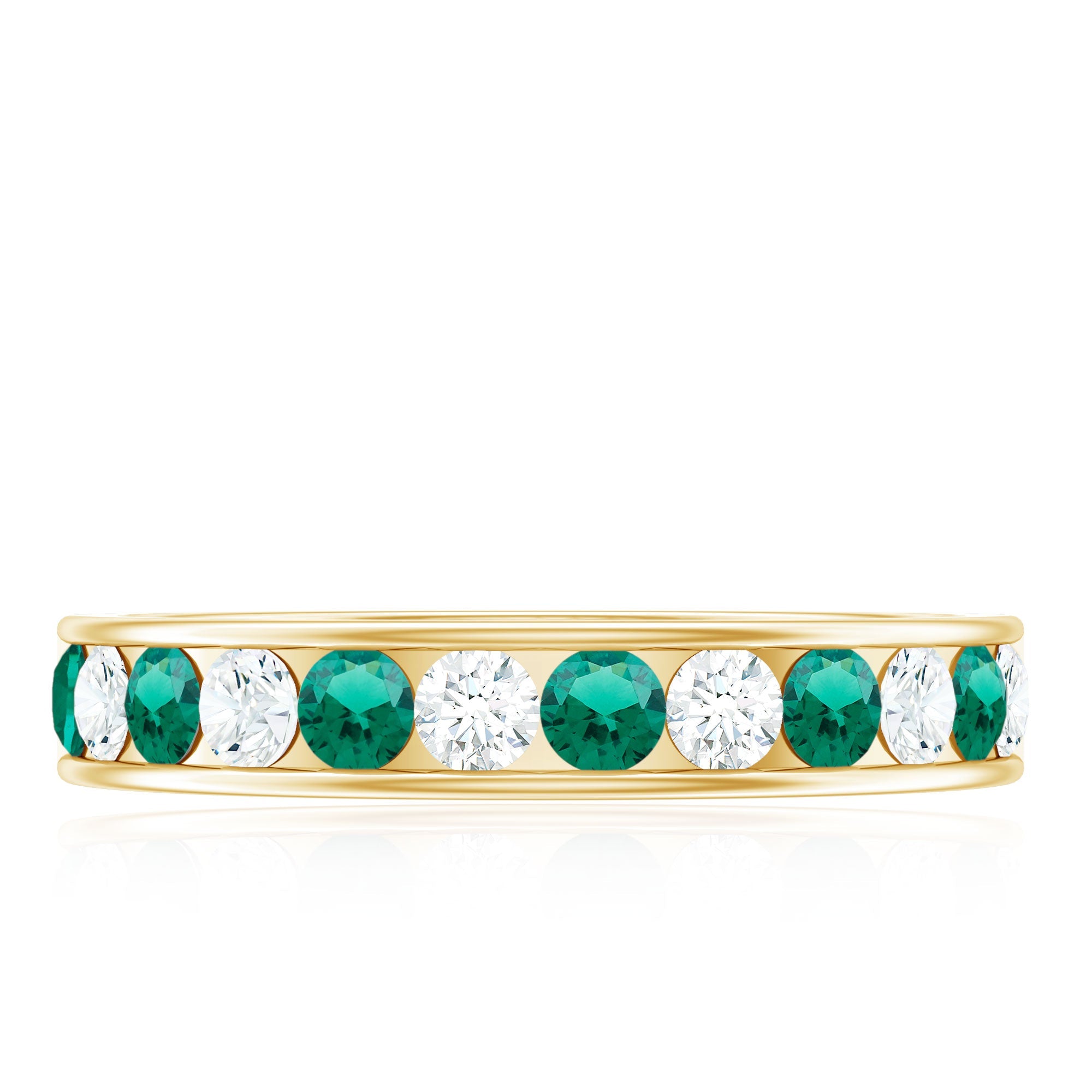 Certified Lab Grown Emerald Diamond Half Eternity Anniversary Band in Channel Setting