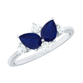 Genuine Blue Sapphire and Diamond Cluster Engagement Ring with Certificate