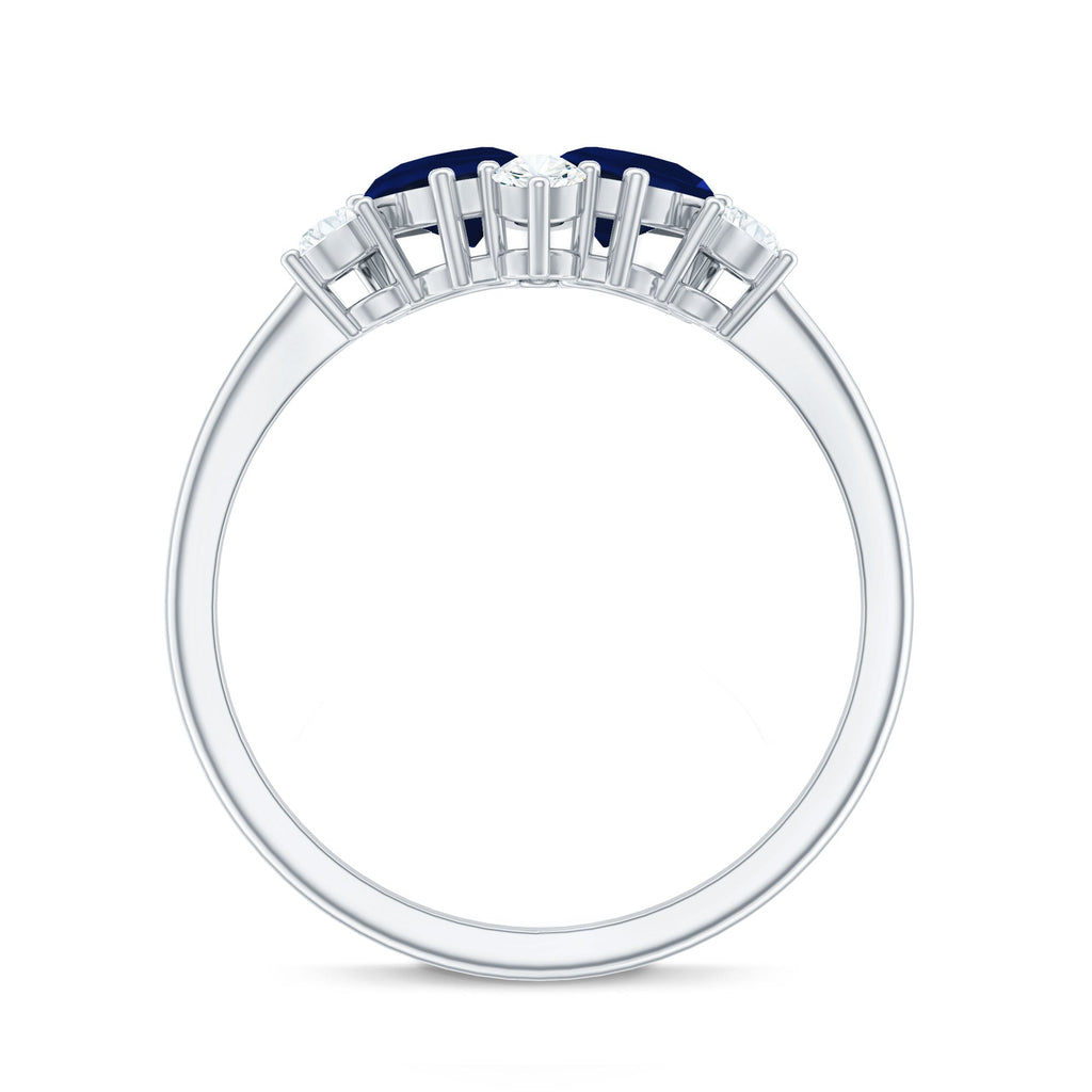 Genuine Blue Sapphire and Diamond Cluster Engagement Ring with Certificate