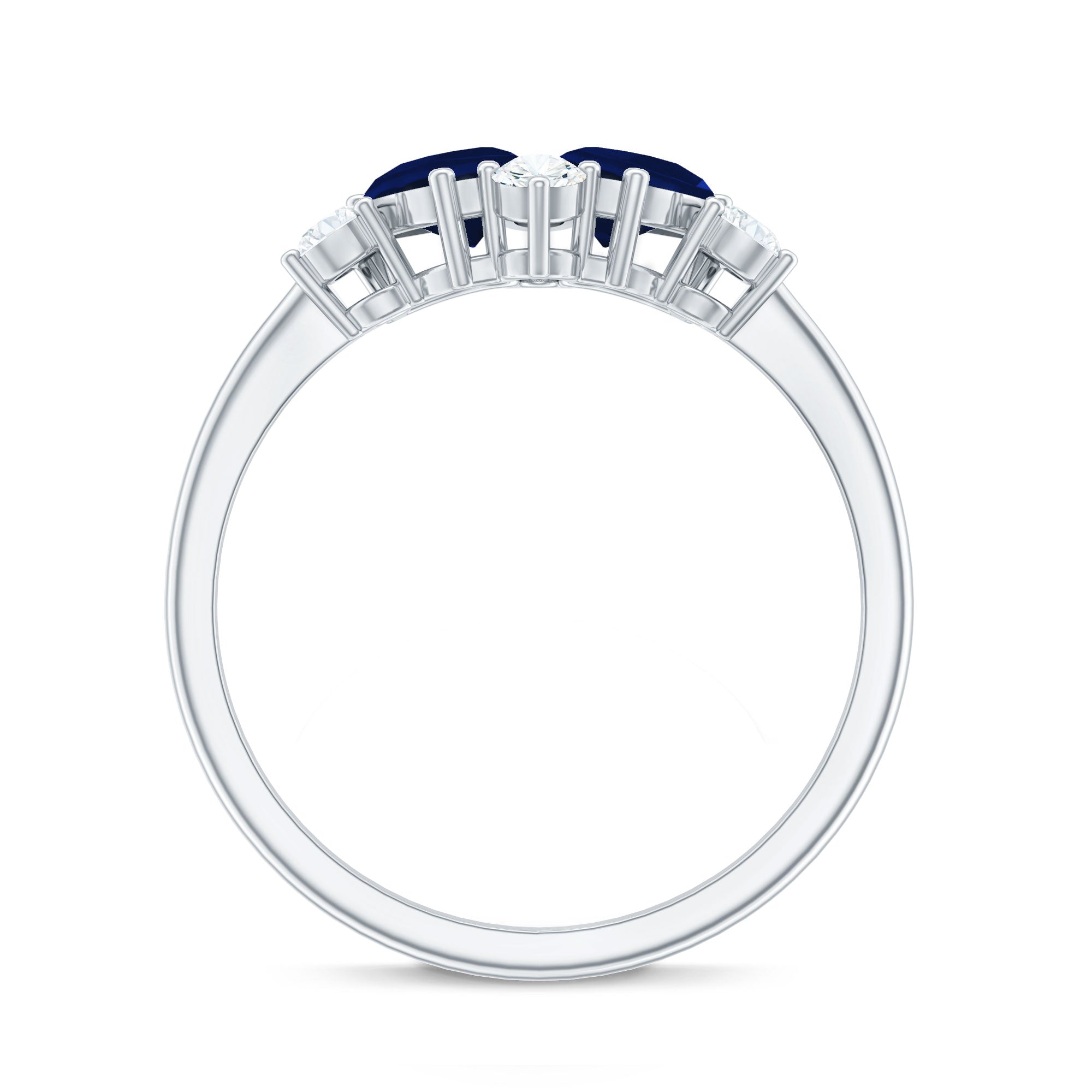 Genuine Blue Sapphire and Diamond Cluster Engagement Ring with Certificate