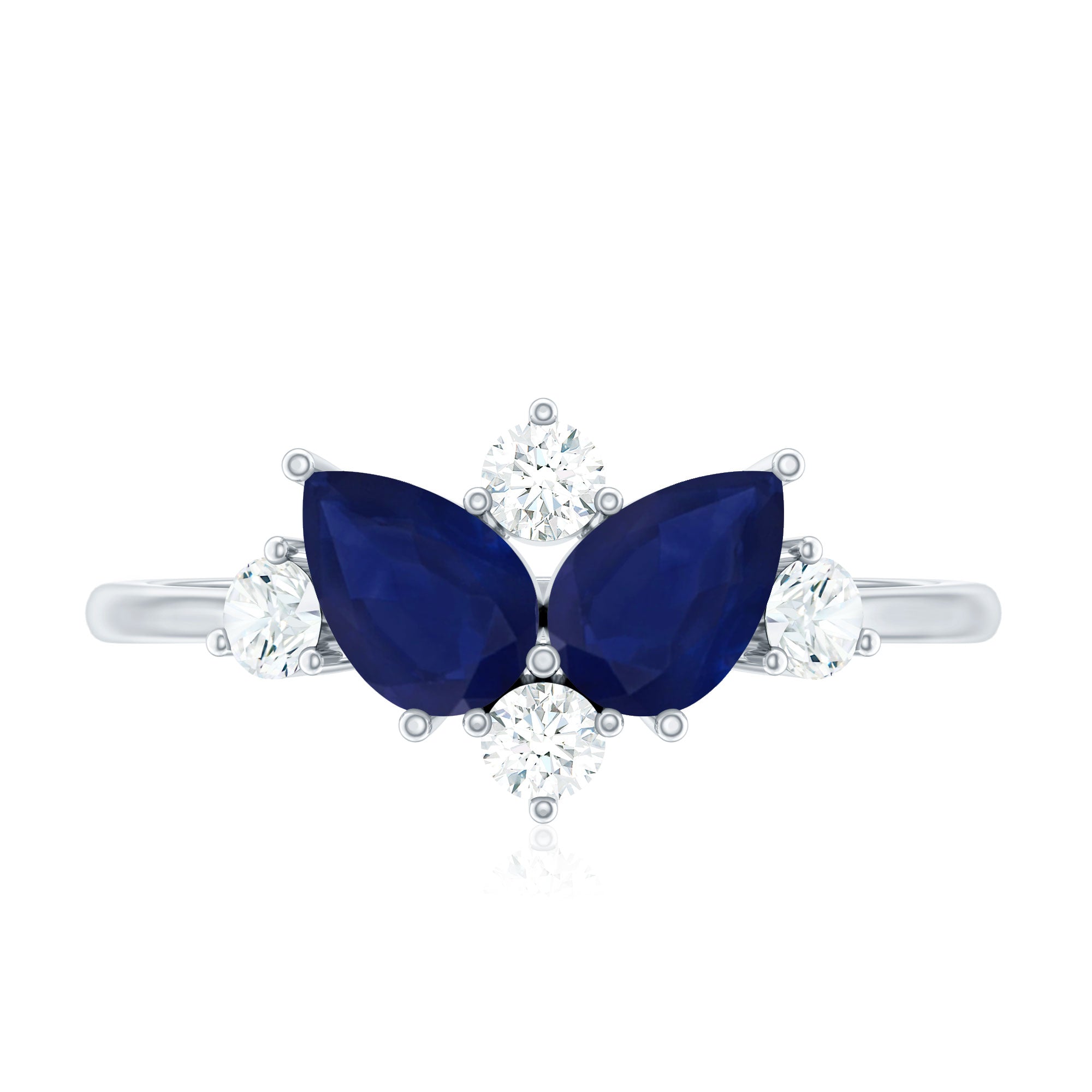 Genuine Blue Sapphire and Diamond Cluster Engagement Ring with Certificate