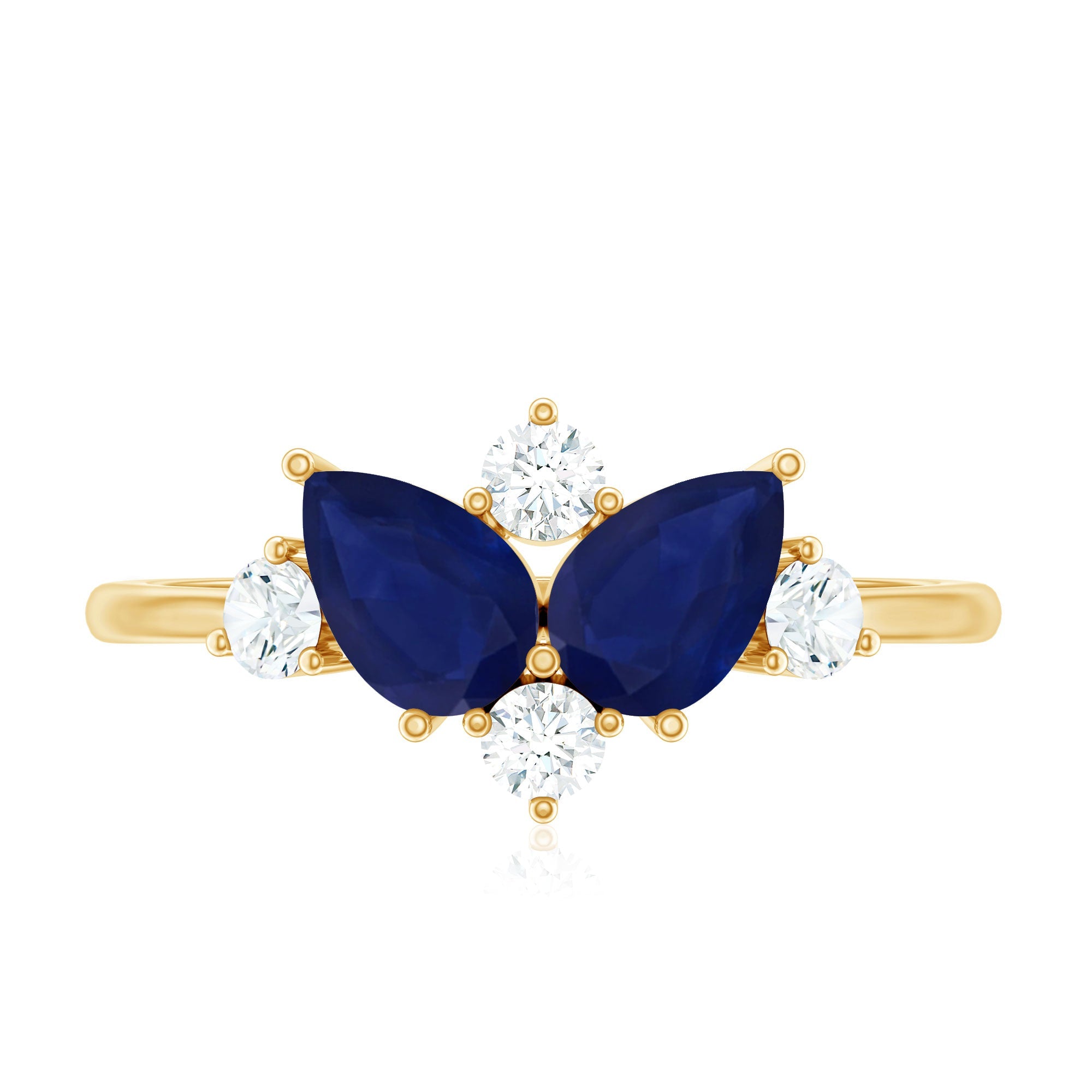Genuine Blue Sapphire and Diamond Cluster Engagement Ring with Certificate