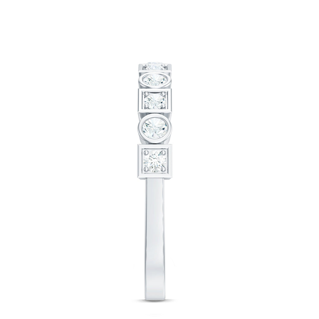 Certified Moissanite Geometric Wedding Band
