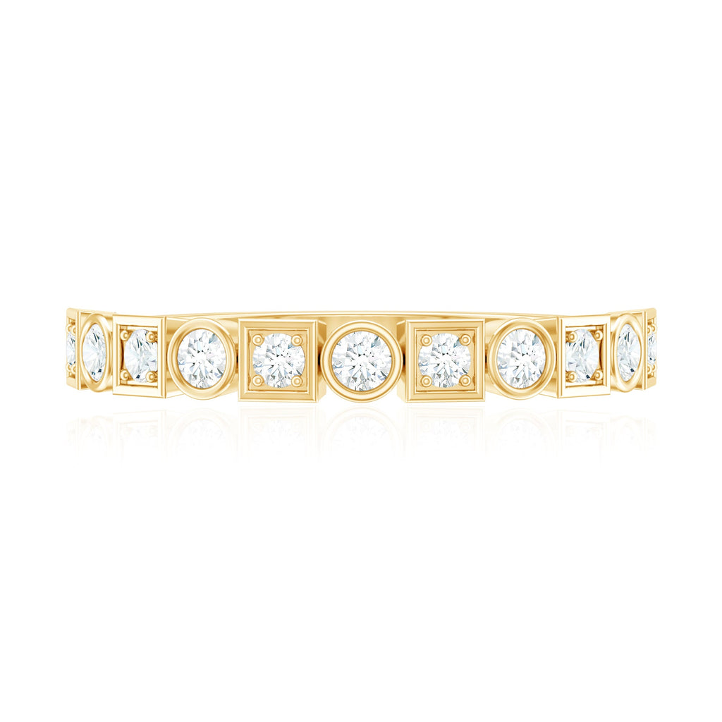 Certified Moissanite Geometric Wedding Band