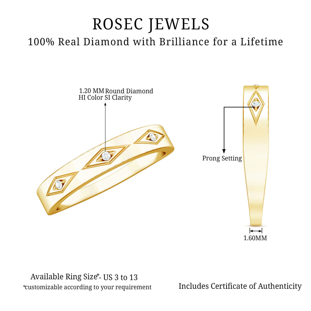 Certified Three Diamond Wedding Band Ring