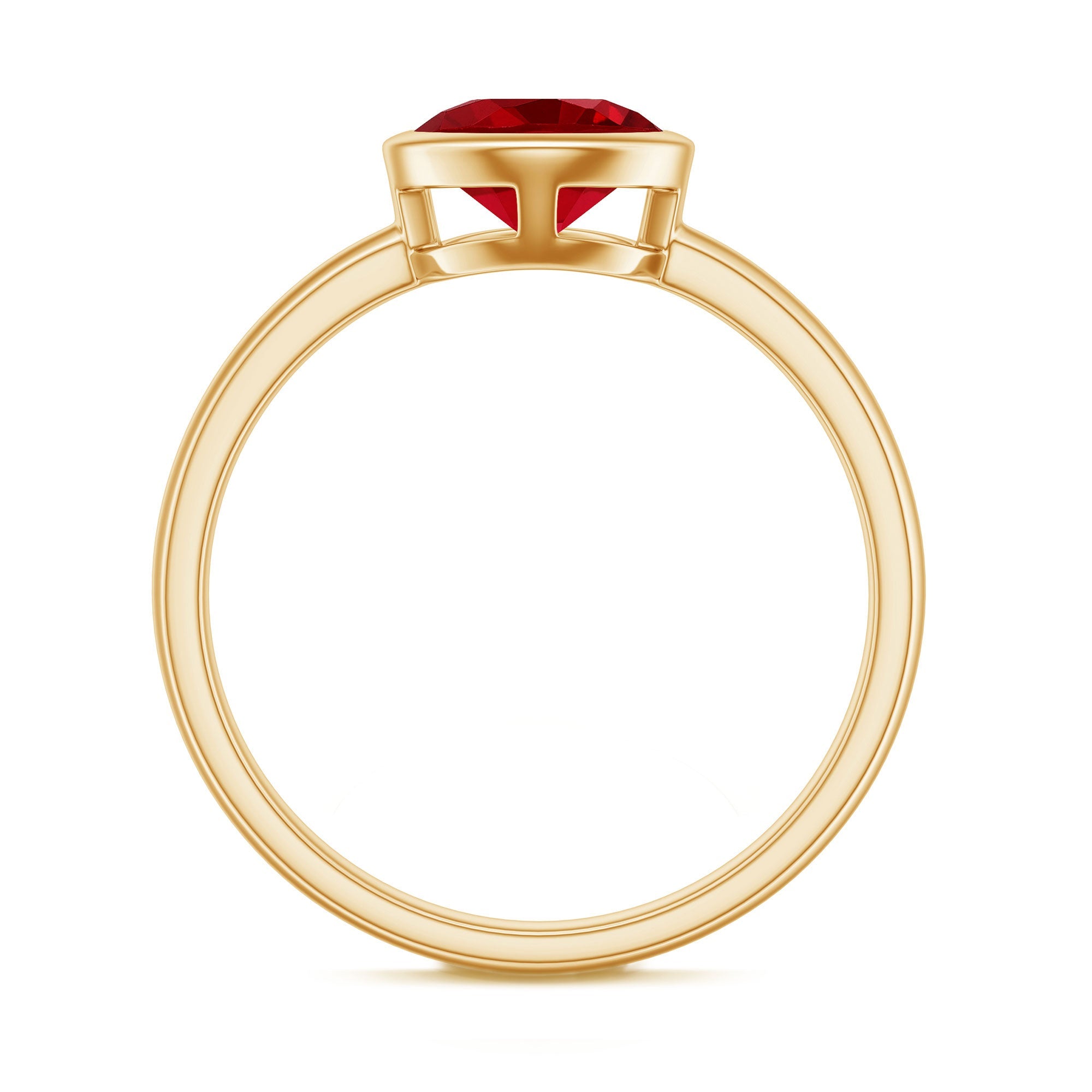 Bezel Set 8 MM Lab Created Ruby Solitaire Engagement Ring