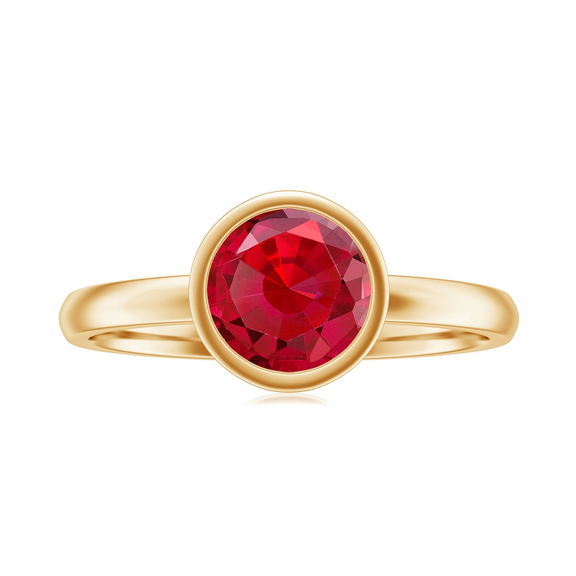 Bezel Set 8 MM Lab Created Ruby Solitaire Engagement Ring