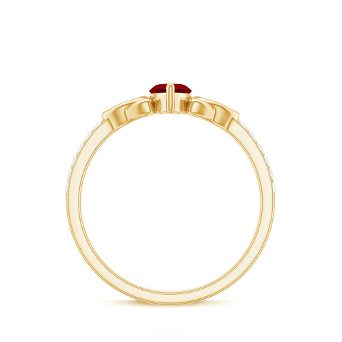 0.75 Carat Lab Grown Ruby Celtic Knot Ring with Diamond