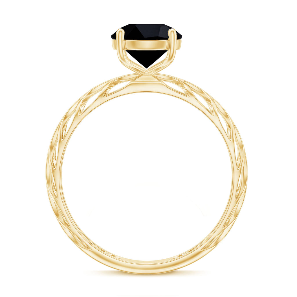 Natural 2.6 Carat Black Spinel Solitaire Engagement Ring for Women