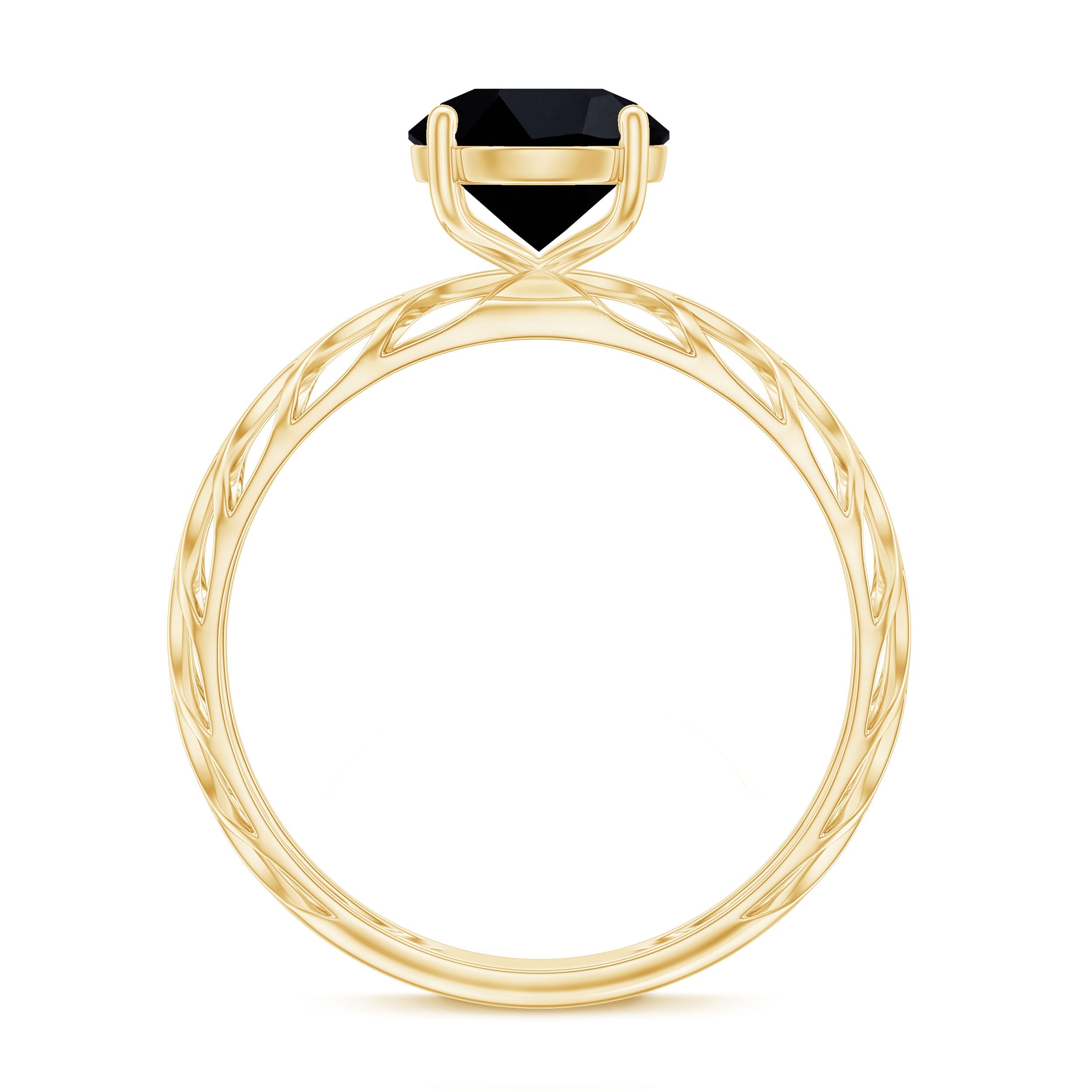 Natural 2.6 Carat Black Spinel Solitaire Engagement Ring for Women