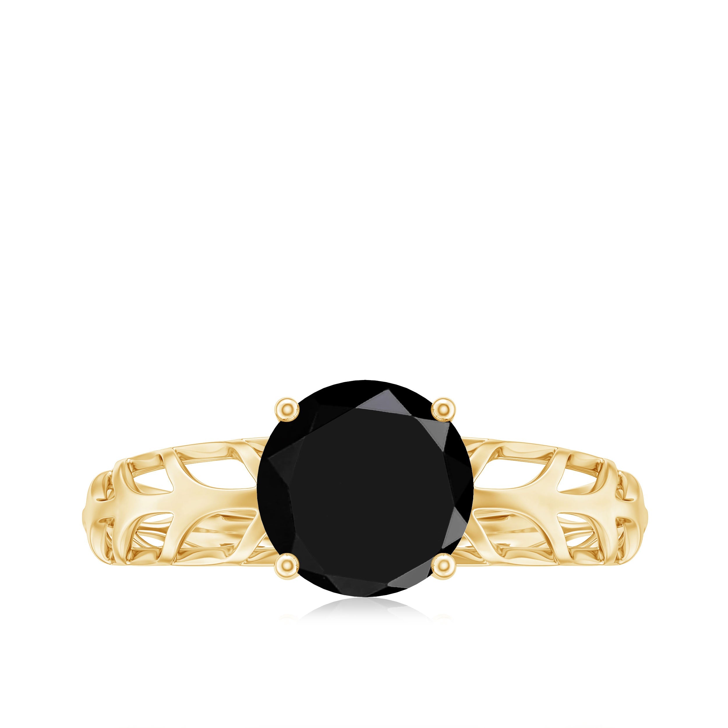 Natural 2.6 Carat Black Spinel Solitaire Engagement Ring for Women