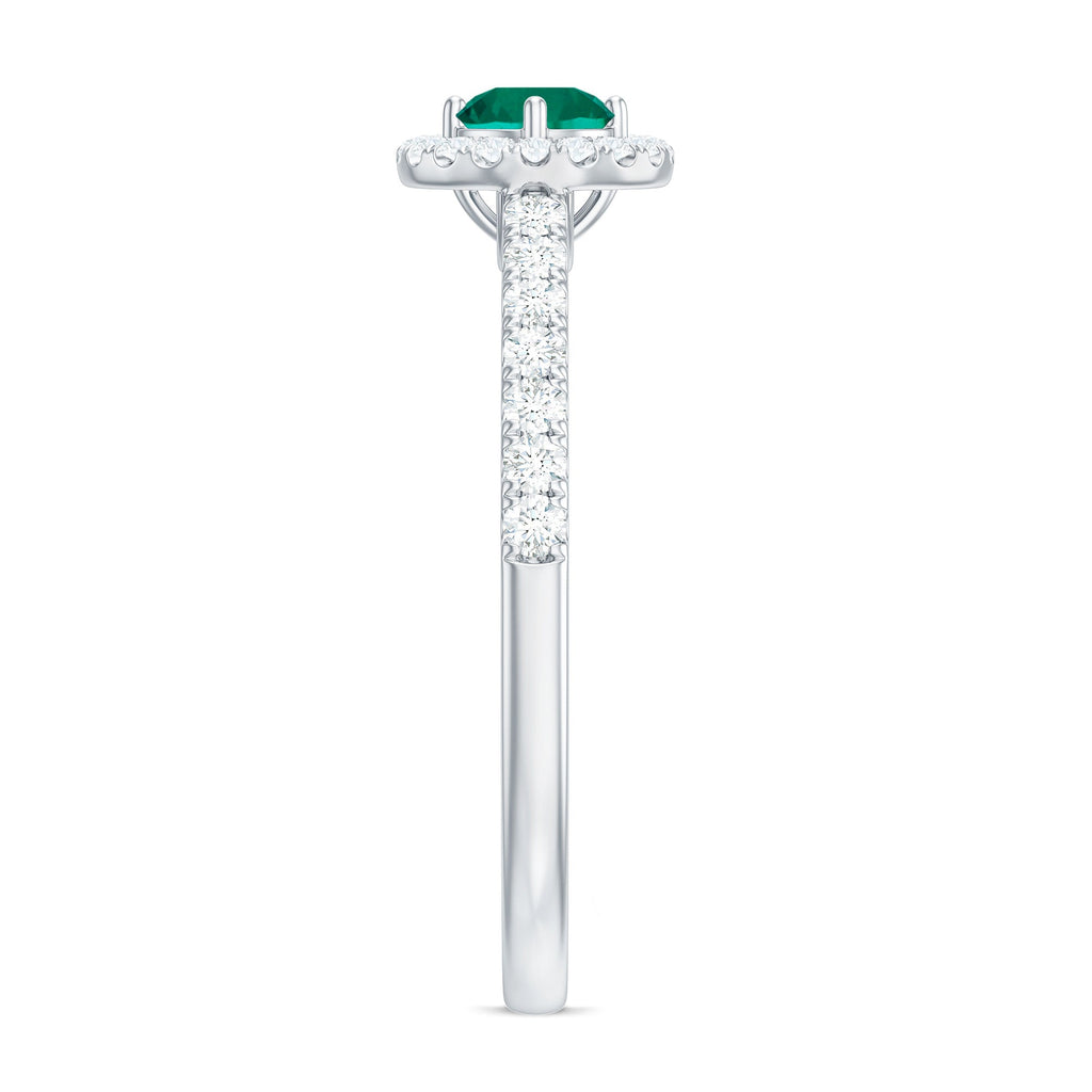 Certified Lab Grown Emerald Diamond Halo Engagement Ring