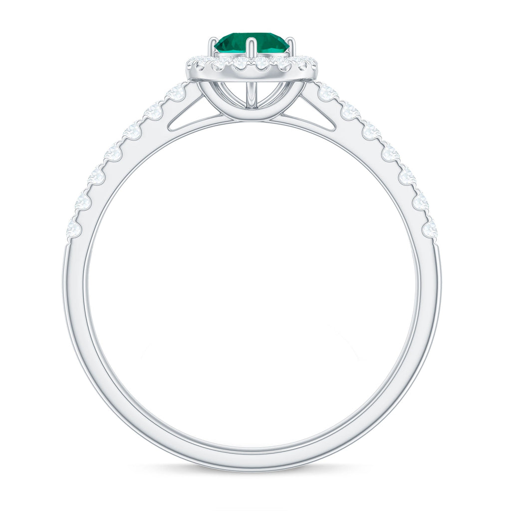 Certified Lab Grown Emerald Diamond Halo Engagement Ring