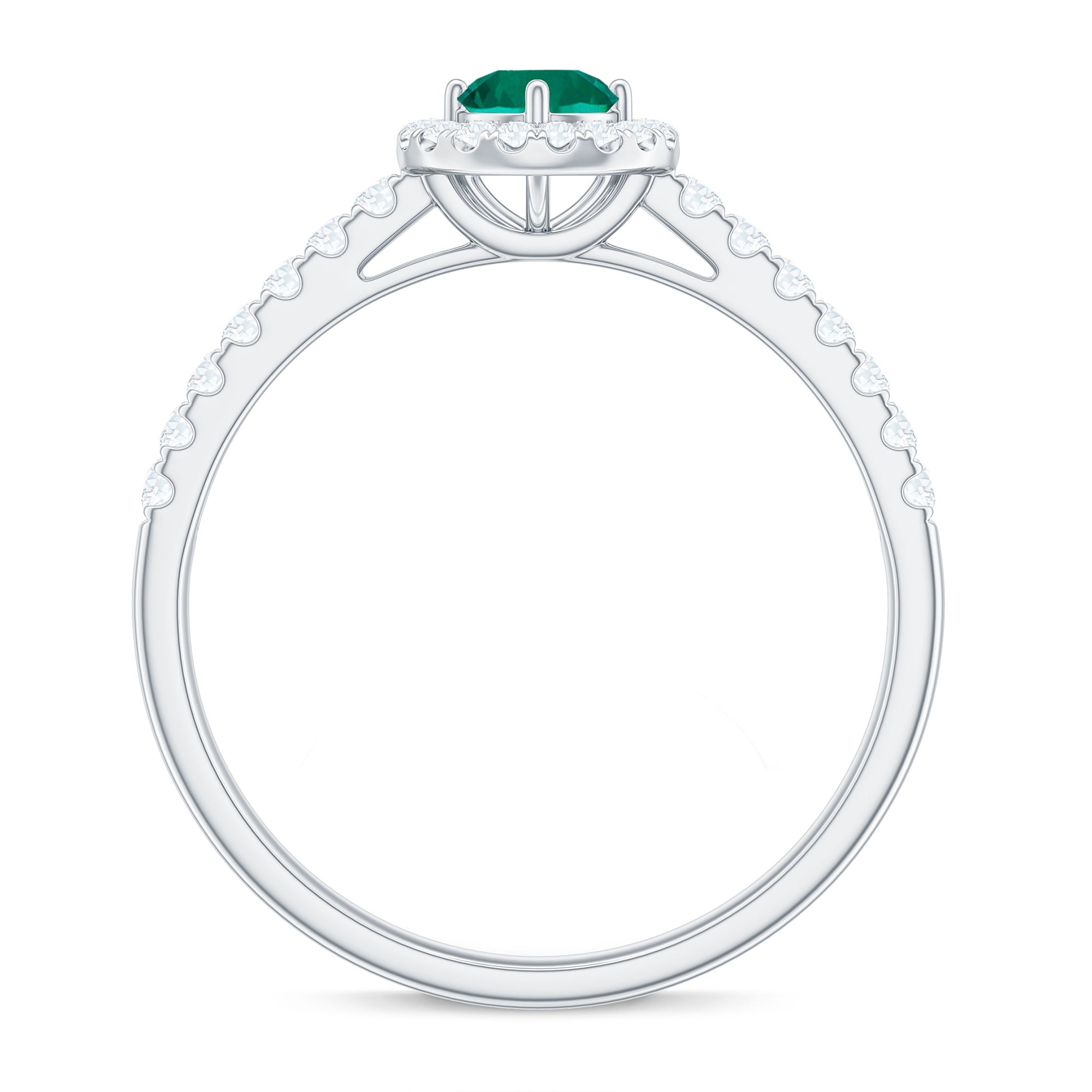 Certified Lab Grown Emerald Diamond Halo Engagement Ring