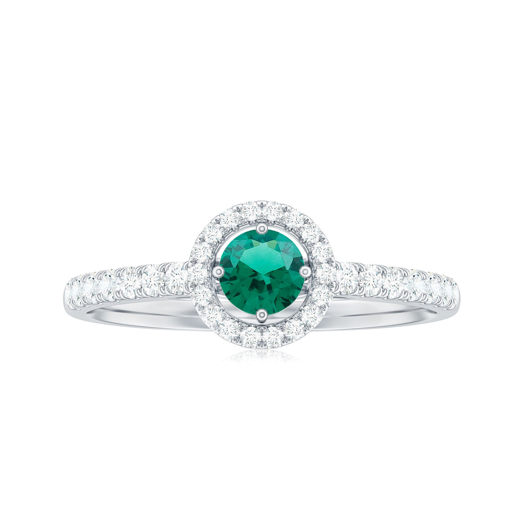 Certified Lab Grown Emerald Diamond Halo Engagement Ring