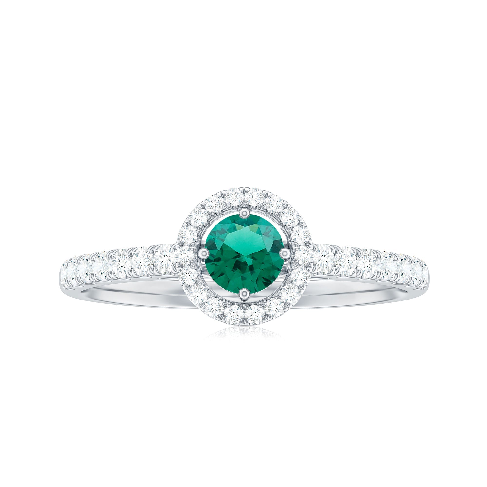 Certified Lab Grown Emerald Diamond Halo Engagement Ring