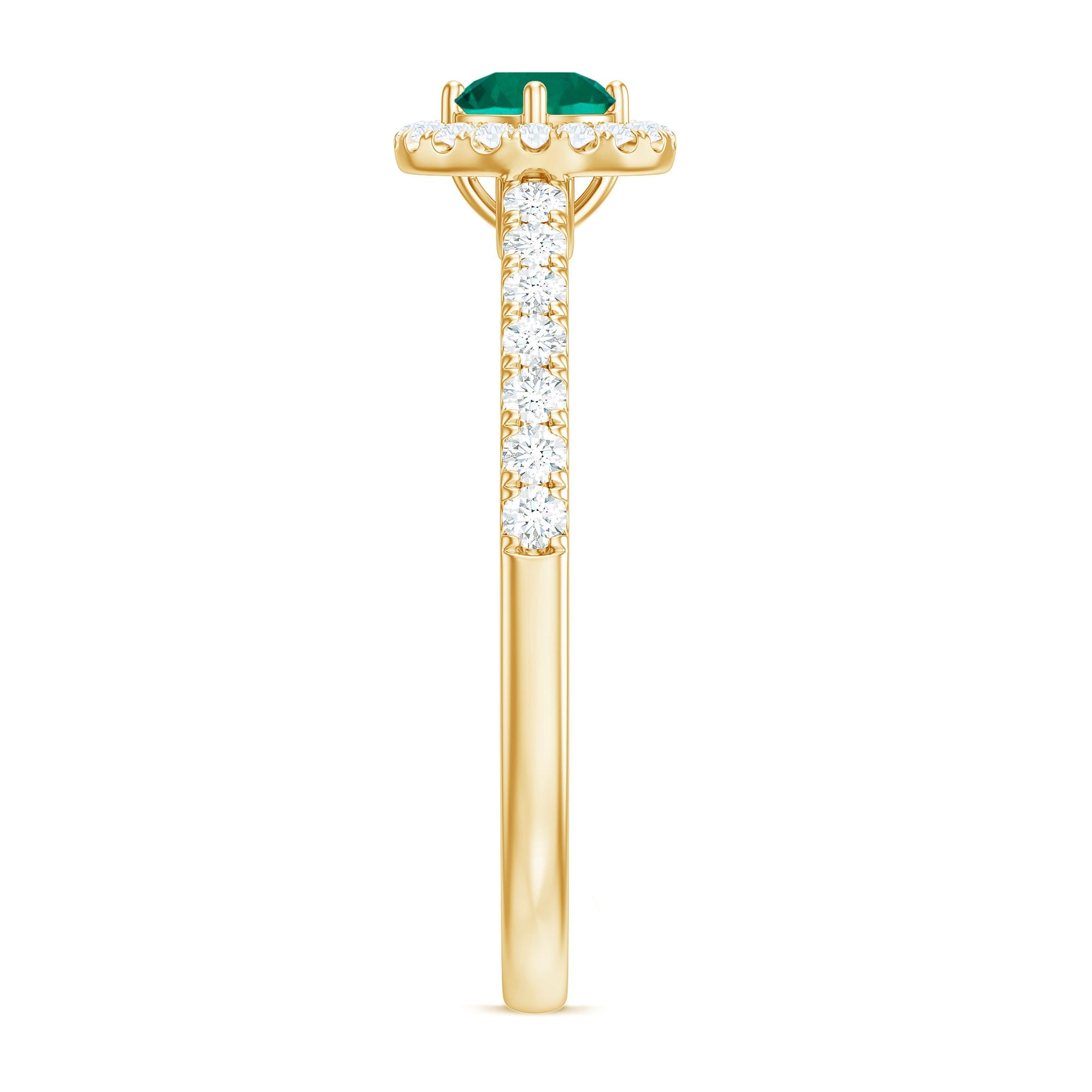 Certified Lab Grown Emerald Diamond Halo Engagement Ring