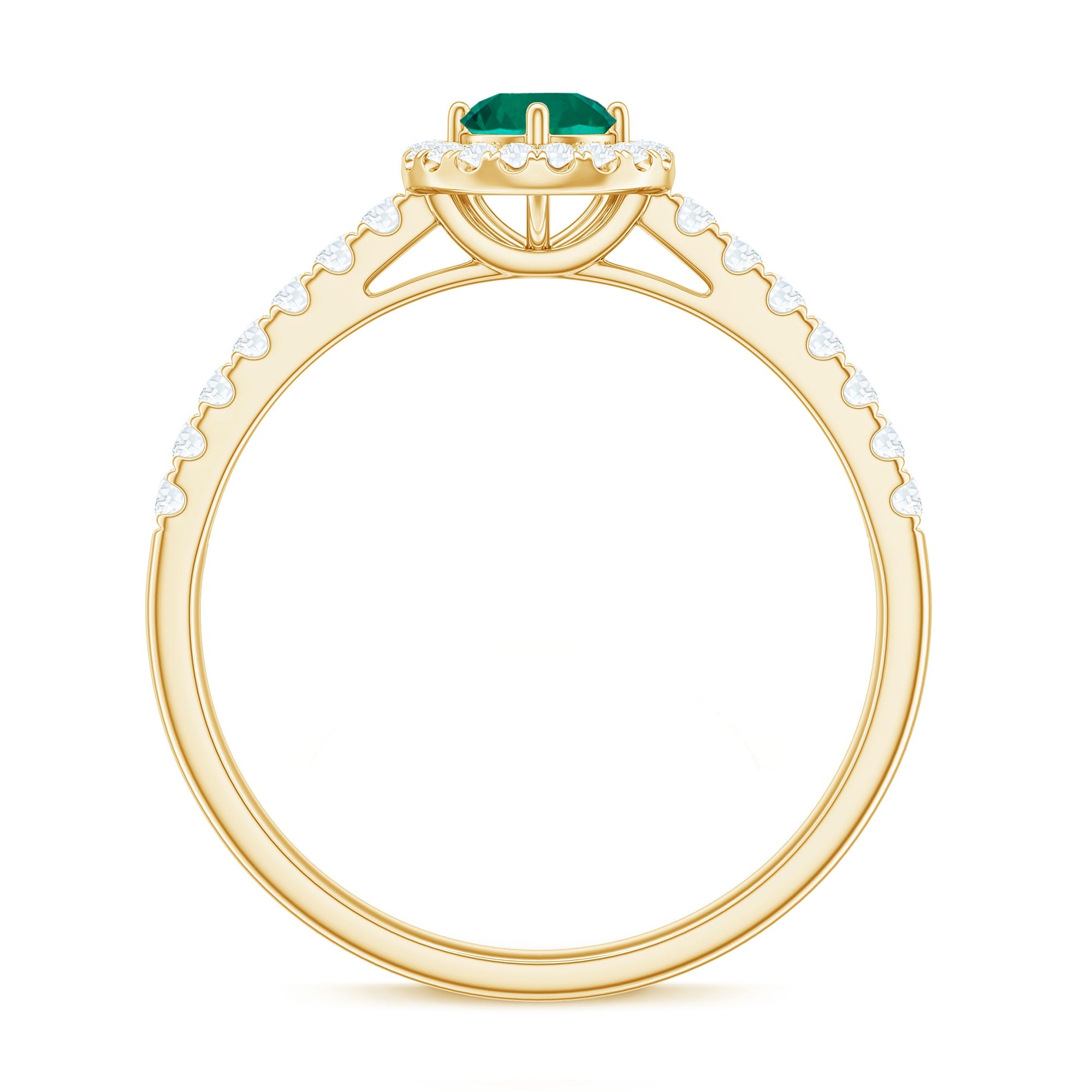 Certified Lab Grown Emerald Diamond Halo Engagement Ring