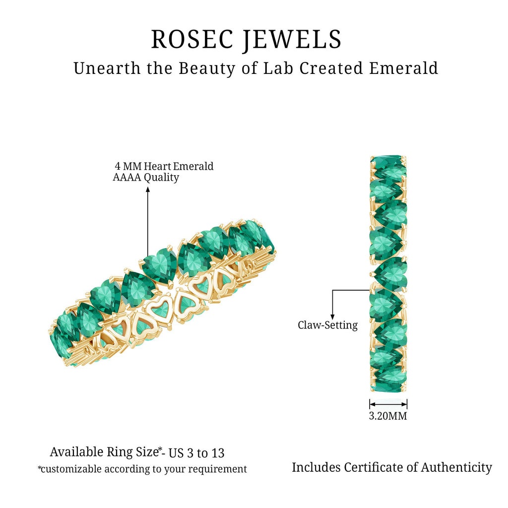 Certified Lab Created Emerald Heart Eternity Band Ring For Her
