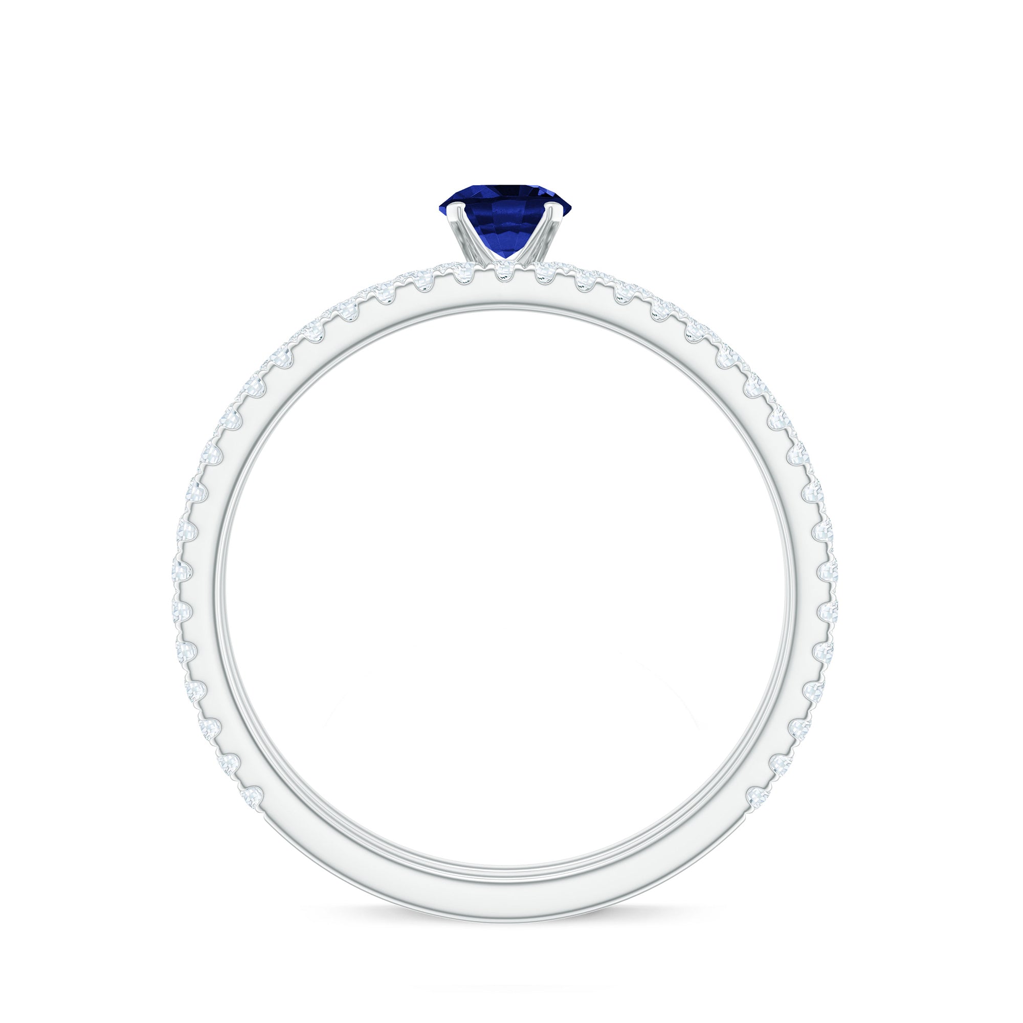 Certified 0.6 Carat Lab Grown Blue Sapphire Engagement Ring Set with Diamond
