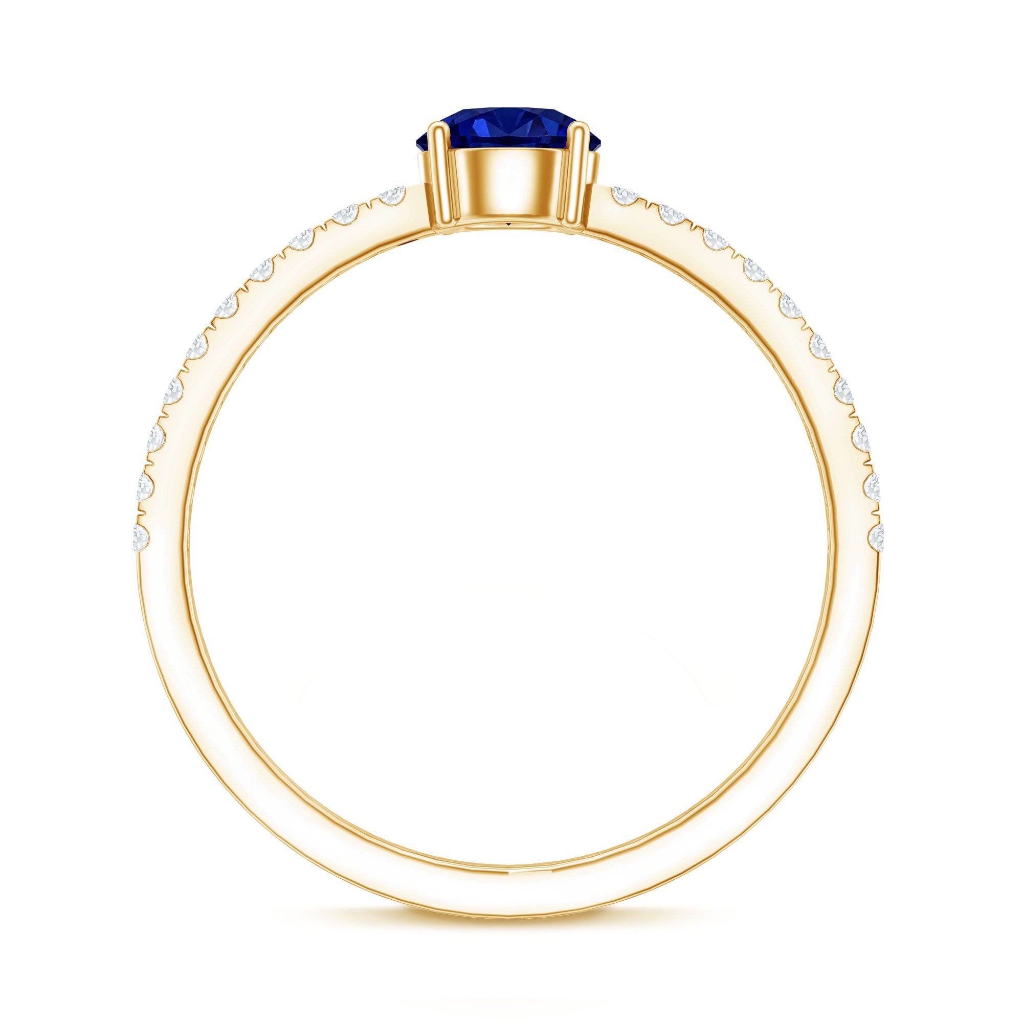 5mm Lab Created Blue Sapphire Promise Ring with Diamond Side Stones
