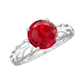 2.3 Carat Lab Created Ruby Solitaire Engagement Ring with Filigree Design