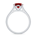 Solitaire 8 MM Lab Created Ruby Engagement Ring with Surprise Diamonds
