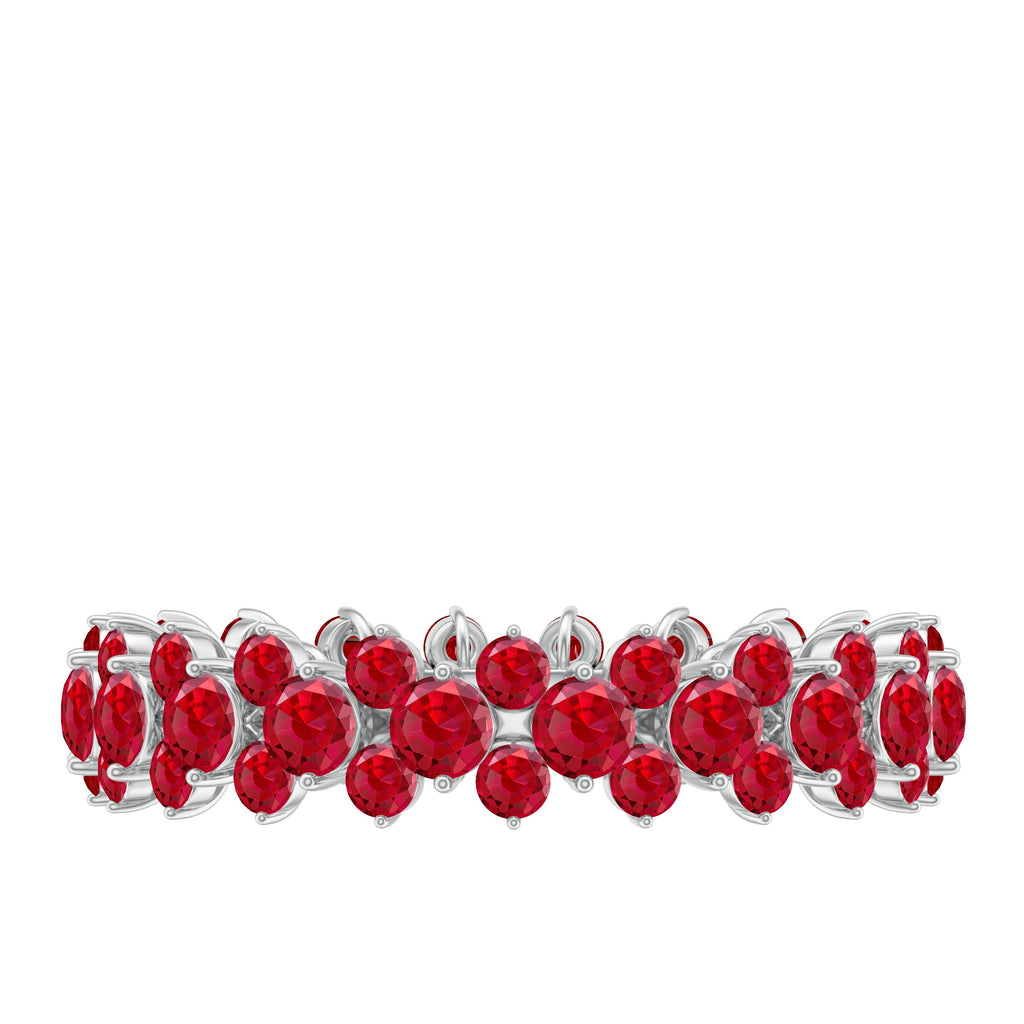 Lab Created Ruby Cluster Wedding Band for Women