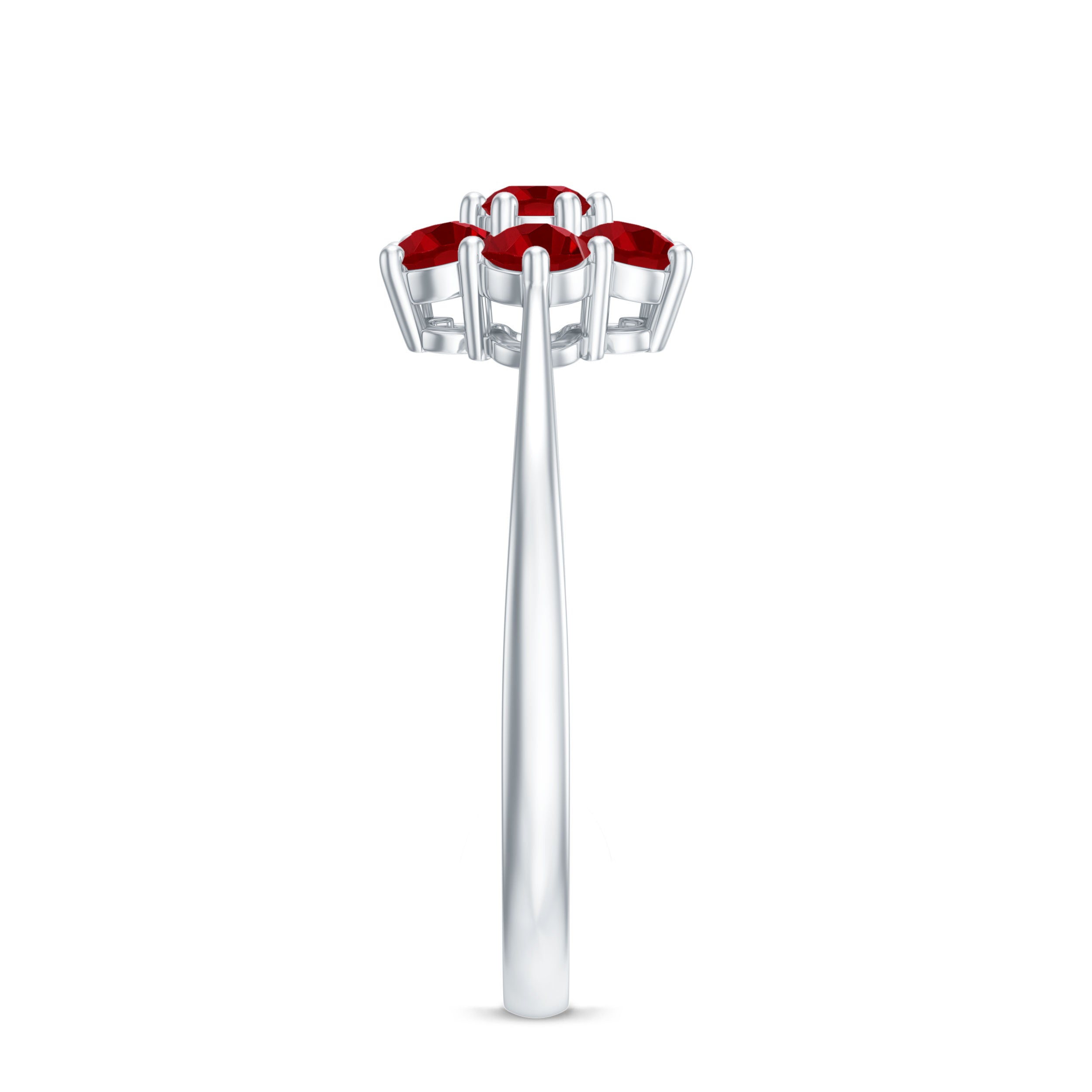 Certified Round Cut Lab Created Ruby Cluster Flower Ring