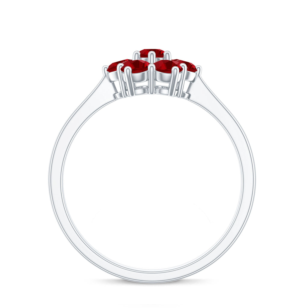Certified Round Cut Lab Created Ruby Cluster Flower Ring