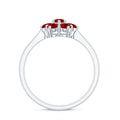 Certified Round Cut Lab Created Ruby Cluster Flower Ring