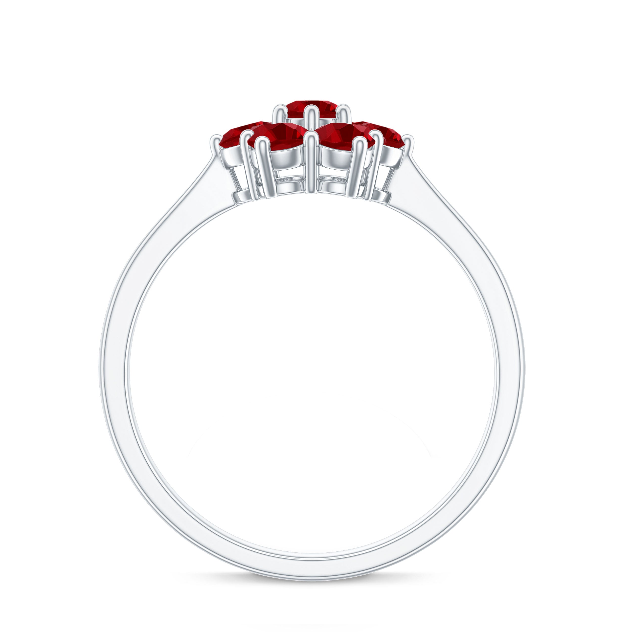Certified Round Cut Lab Created Ruby Cluster Flower Ring